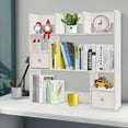 thumbnail image 1 of Modern Desktop Storage Organizer Home Office Desktop Bookshelf Holder Computer Rack Desk Organizer for Space Saving (White), 1 of 13