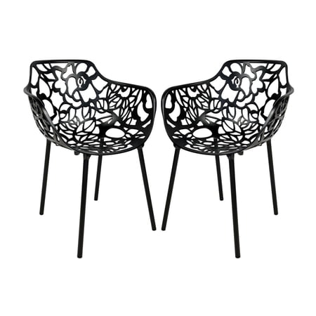 Modern Devon Aluminum Armchair, Set of 2 - Black