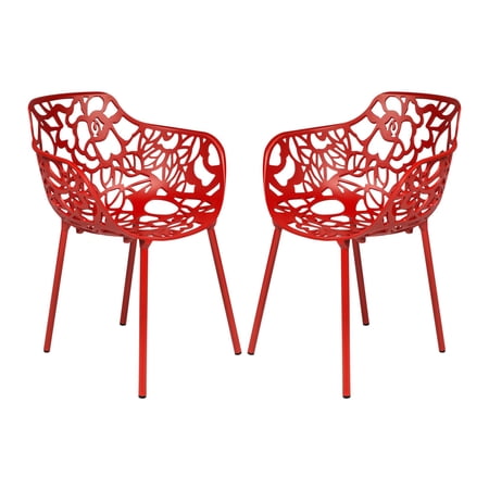 Modern Devon Aluminum Armchair, Set of 2 - Red