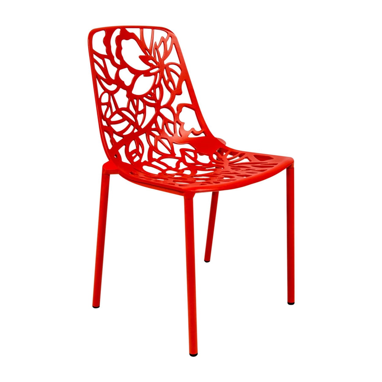 Devon Red Aluminum Outdoor Flower Design Dining Chair