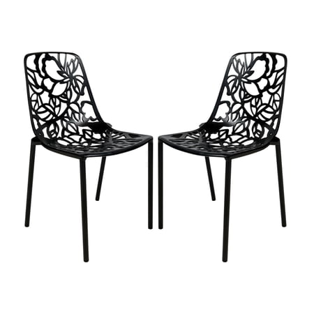 Modern Devon Aluminum Chair, Set of 2 - Black