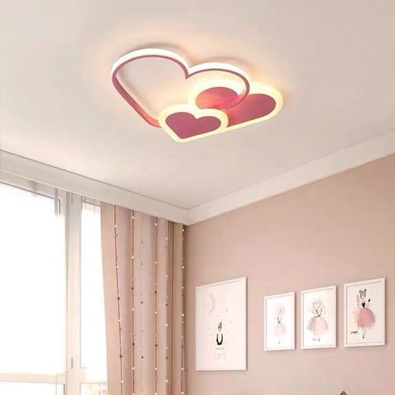 Modern Dimmable Ceiling Light Heart LED Chandelier Pendant Lamp For Kids Bedroom Aluminium+Acrylic