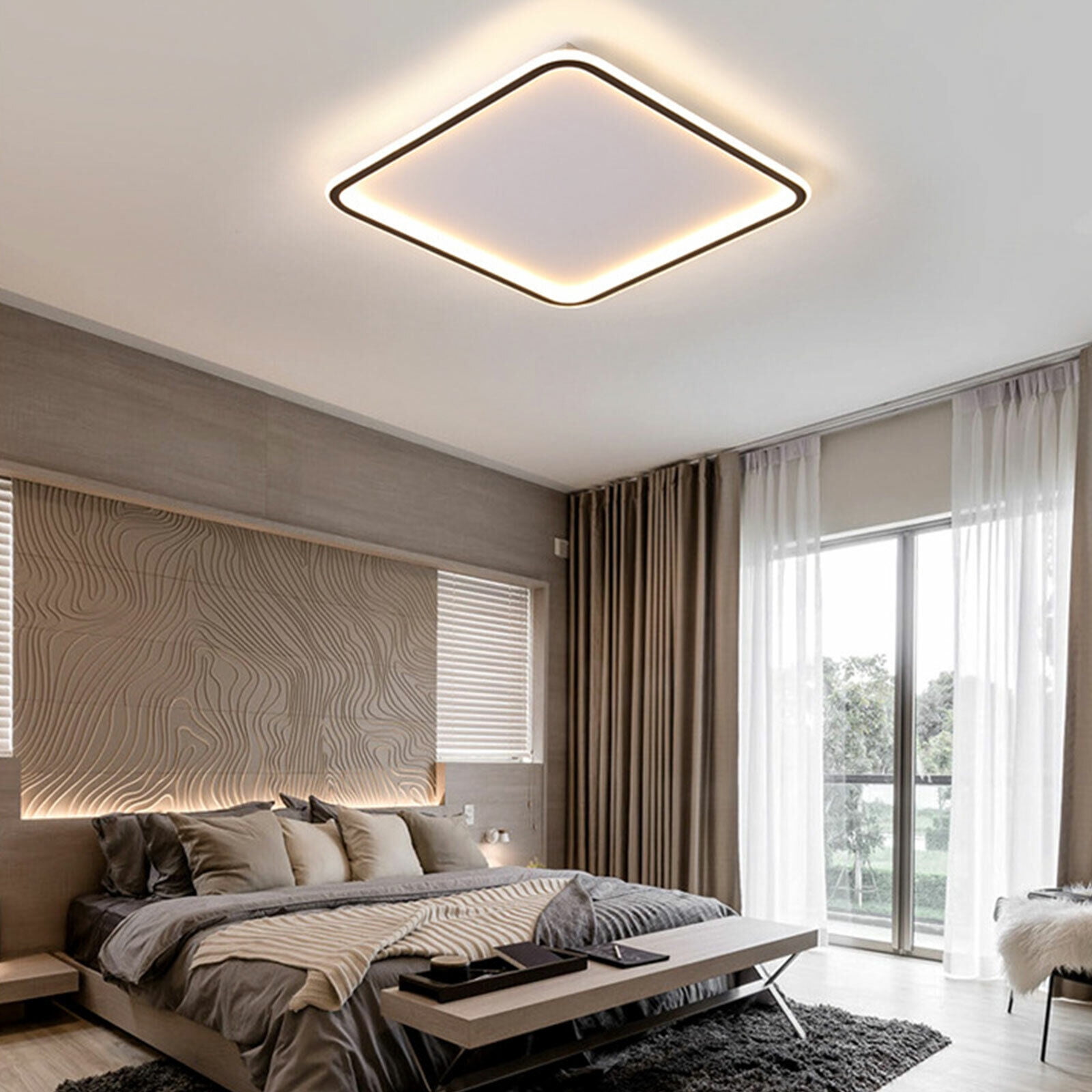 Modern Dimmable Led Flush Mount Ceiling Light Fixture with Remote 45W ...