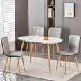 thumbnail image 1 of Modern Dining Chair Set, Dining Room Kitchen Side Chair Leisure Chair with PU Back and Sturdy Oak Legs, Grey, Set of 4, 1 of 7