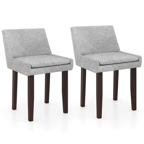Modern Dining Chair Set of 2 with Mid Back & Cushioned Seat Solid Wood Legs For Daily Life