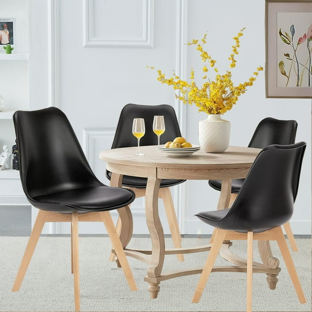 Set of 4 Modern Dining Chairs Versatile Black Table Chairs Ergonomic Design Easy Assembly Black Walmart Business Supplies