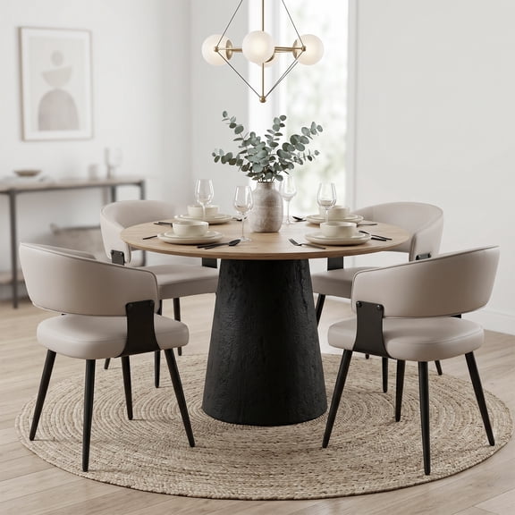 IZXGS Modern Dining Chairs Set of 4, Upholstered Kitchen Side Chairs with PU Leather and Metal Legs,Gray