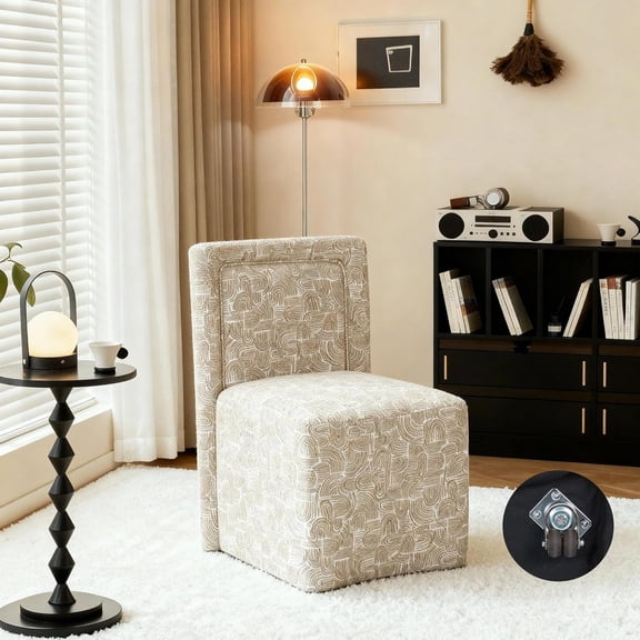 Modern Dining Chair, Solid Pine Wood Frame, Upholstered Foam Seat, Rolling Caster Wheels, Fully Assembled Chair for Dining Room & Living Room (Earth Yellow)