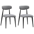 thumbnail image 1 of Modern Dining Chairs (2) - Curved , Grey Fabric Cover, Thick Cushion, Black Metal Frame For Home 2 With Cloth, Seat Construction, 1 of 6