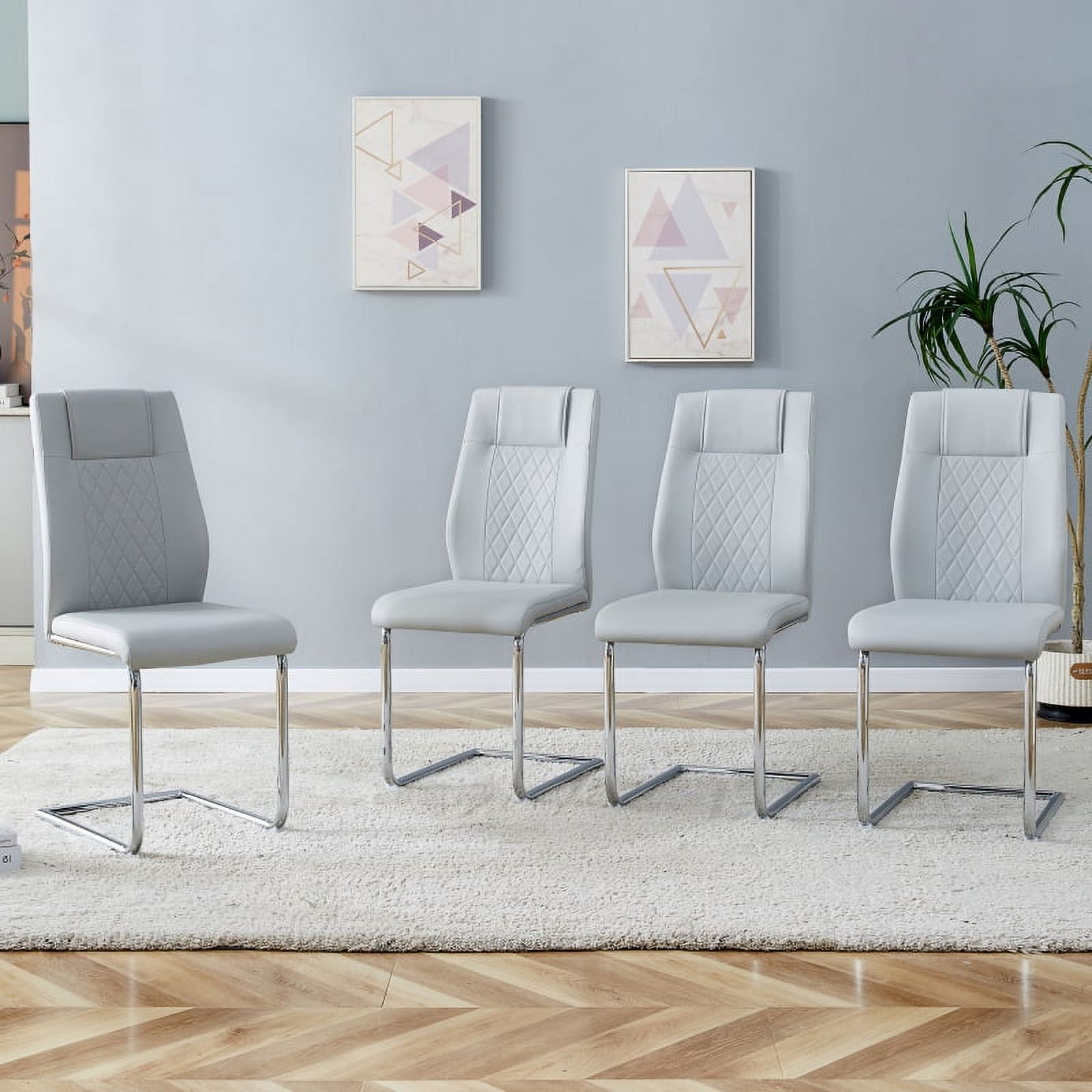 Modern Dining Chairs with Faux Leather Padded Seat Dining Living Room ...