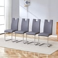 thumbnail image 1 of Modern Dining Chairs Of 4 - Grey Faux Leather Upholstered With Metal Legs For Room And Kitchen Covered Robust Construction Stability, 1 of 7