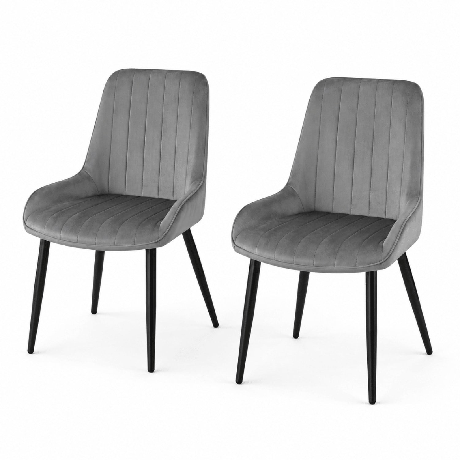 Modern Dining Chairs Set of 2, Fabric Upholstered Chairs with Metal Legs and Non-Slip Foot Pads, Ergonomic Seat and Backrest for Dining Room, Kitchen, Bedroom, Cafe