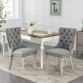 thumbnail image 1 of Modern Dining Chairs Set of 2, High-end Tufted Contemporary Linen Upholstered Dining Chair with Soild Wood Legs Legs and Nailhead Trim for Dining Room Kitchen Vanity Patio, Gray, 1 of 7