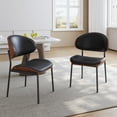thumbnail image 1 of Modern Dining Chairs Set of 2, Mid-Century Upholstered Kitchen Chairs, Faux Leather Padded Seat with Curved Wood Back and Metal Legs, Armless Side Chairs for Dining Room, 1 of 8