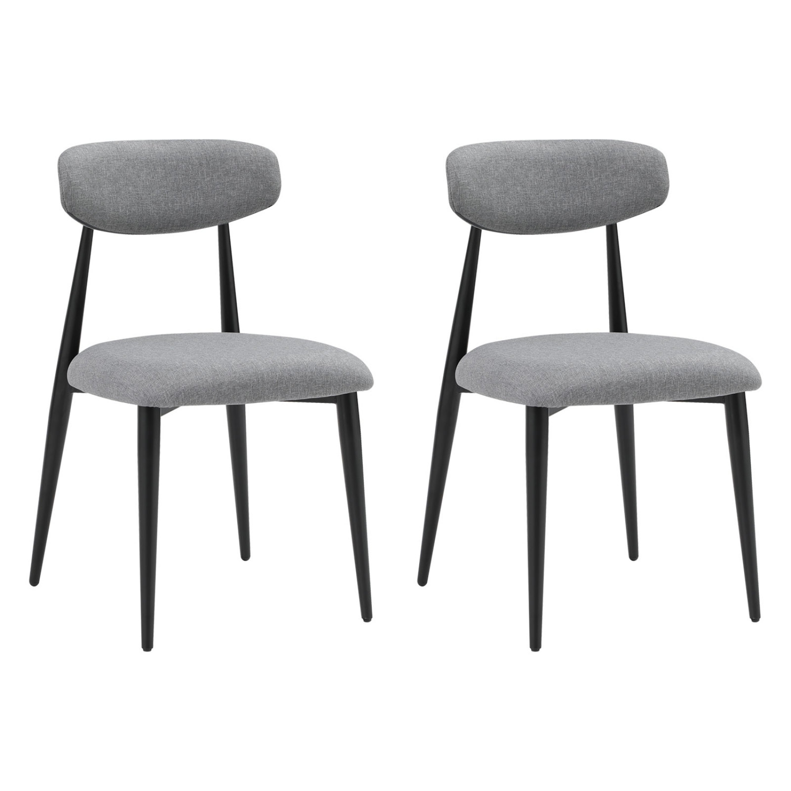 Modern Dining Chairs Set of 2 Stylish Grey Upholstered Chairs with Curved Backrest & Durable