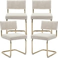 thumbnail image 1 of Beige Modern Dining Chairs Set of 4, Corduroy Fabric Upholstered Kitchen & Dining Room Chairs Set of 4, Kitchen Table Chairs Set of 4, Sillas de Comedor, Gold Metal Frame (Beige, 4 Pcs), 1 of 11