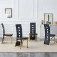 thumbnail image 1 of Modern Dining Chairs Set of 4, Black Dining Room Chairs Set of 4, Upholstered PU Leather Kitchen Chairs with Gold Metal Legs, High Backrest Armless Seating for Kitchen, Dining Room, 1 of 10