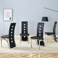 thumbnail image 1 of Modern Dining Chairs Set of 4, Black Dining Room Chairs Set of 4, Upholstered PU Leather Kitchen Chairs with Silver Metal Legs, High Backrest Armless Seating for Kitchen, Dining Room, 1 of 11