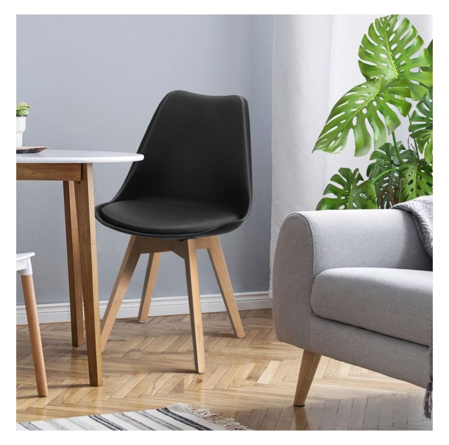 Modern Dining Chairs Set of 4, High Backrest Wooden Legs, Padded Seat ...