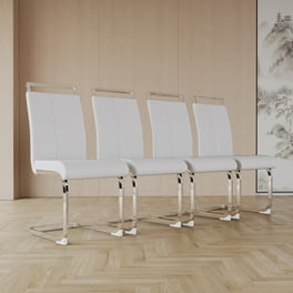 Set Of 2 Modern White Faux Leather And Walnut Finish Dining Chairs Set Of 2 Modern White Faux Leather And Walnut Finish Dining Chairs