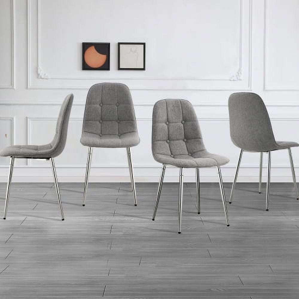 Modern Dining Chairs Set of 4,Upholstered Button Tufted Linen Fabric