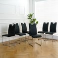 thumbnail image 1 of Modern Dining Chairs Set of 6, PU Faux Leather High Back Upholstered Side Chairs with Chrome Metal Frame and Thickened Padded Seat for Kitchen Living Room Dinner Room, Black, 1 of 6