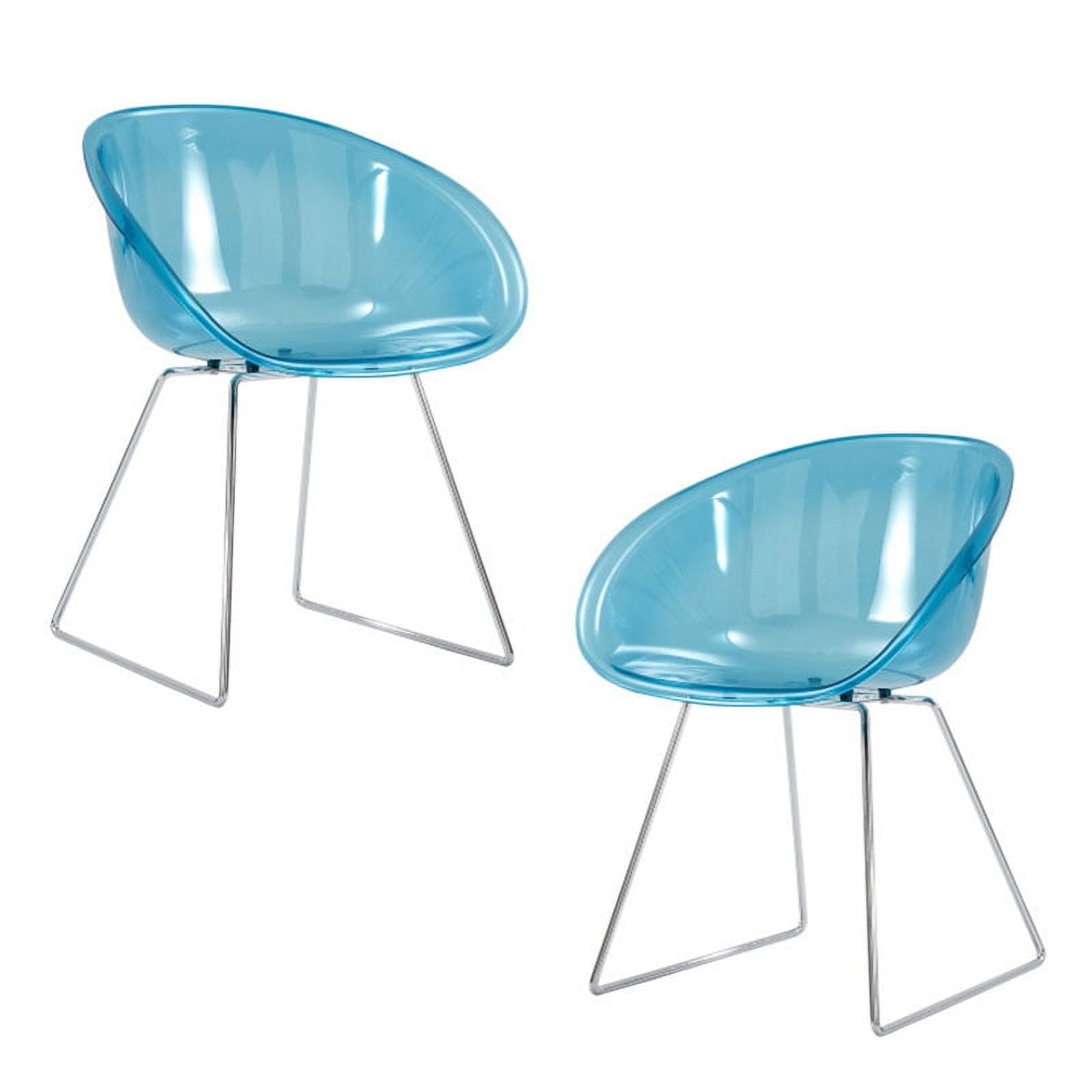 Modern Dining Chairs (Set of 2) , Transparent Blue Chairs, KidFriendly