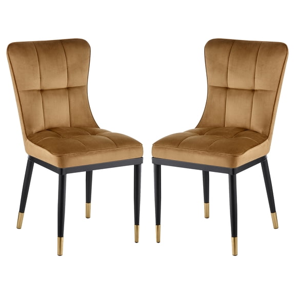 Modern Dining Chairs Set of 2 Velvet Kitchen Chairs with Upholstered Armless Side Chair Support Up to 440LBs
