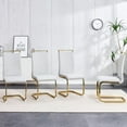 thumbnail image 1 of SUDICA Set of 4 Modern PU Leather Dining Chairs, White High Back Upholstered Seats with Gold C-Shaped Metal Legs for Dining Room or Kitchen, 1 of 8