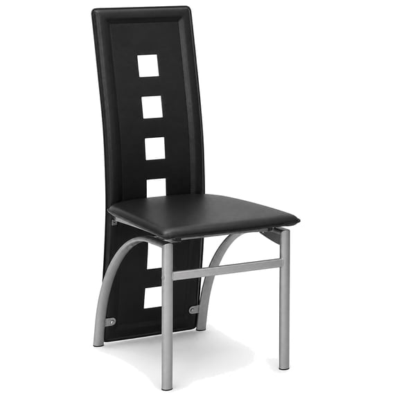 Modern Dining Chairs Set of 4, Black PU Leather Upholstered Dining Room Chairs with High Back Design for Kitchen, Dining Room and Home