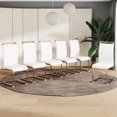 thumbnail image 1 of SUDICA Modern White Faux Leather Dining Chairs Set of 6, High Back Upholstered Seats with Gold Metal Legs for Dining Room, 1 of 11