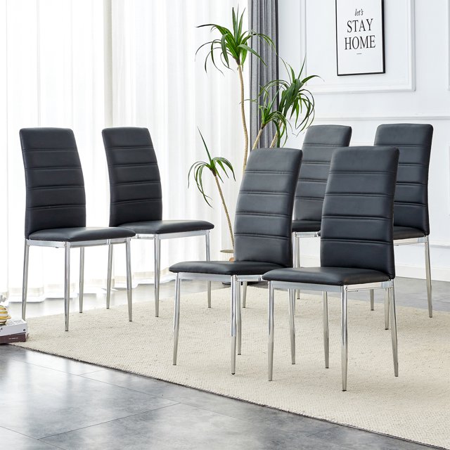 Modern Dining Chairs Set of 6,Sudica PU Leather Upholstered Kitchen