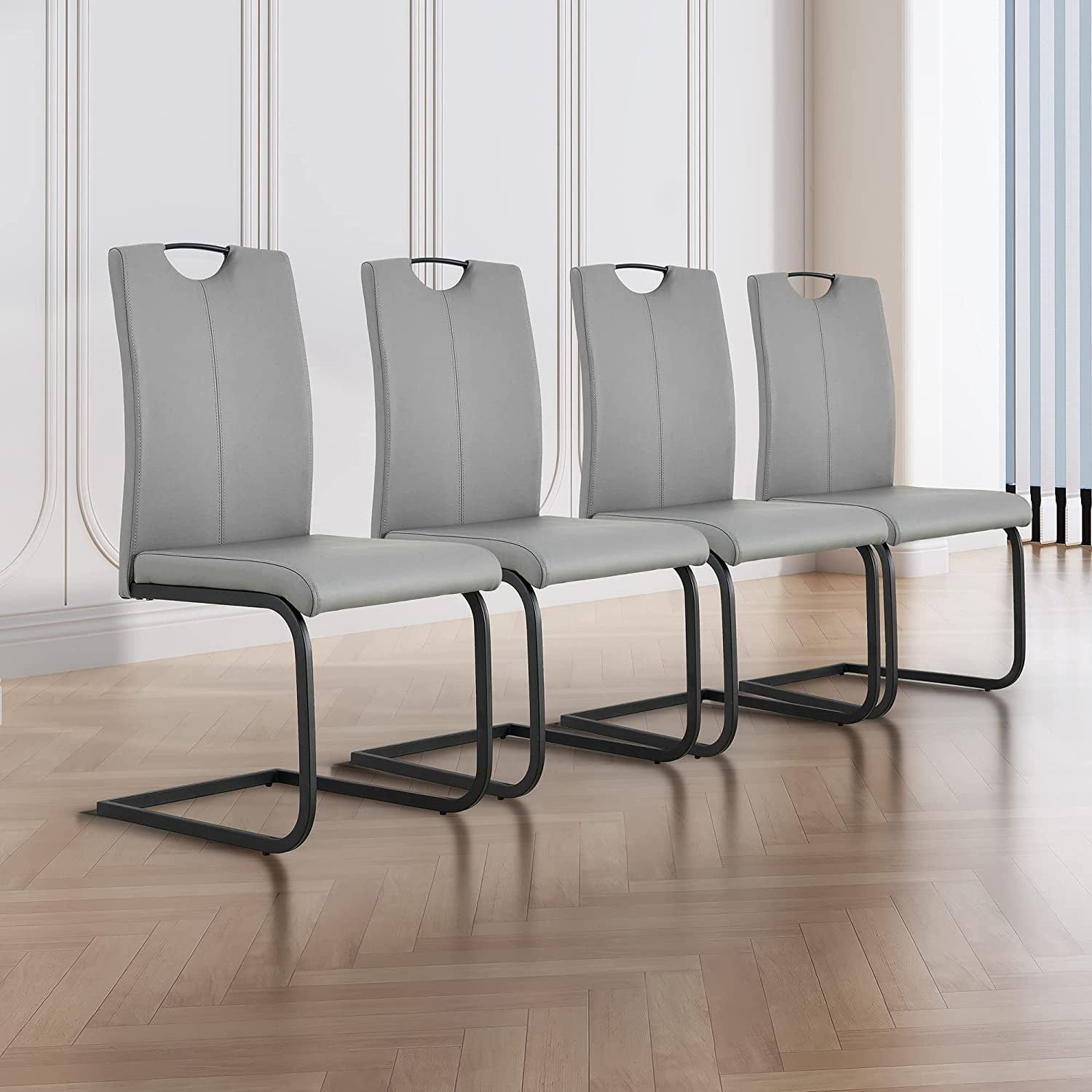 Modern Dining Chairs set of 4, PU Leather Side Dining Room Chairs Set ...