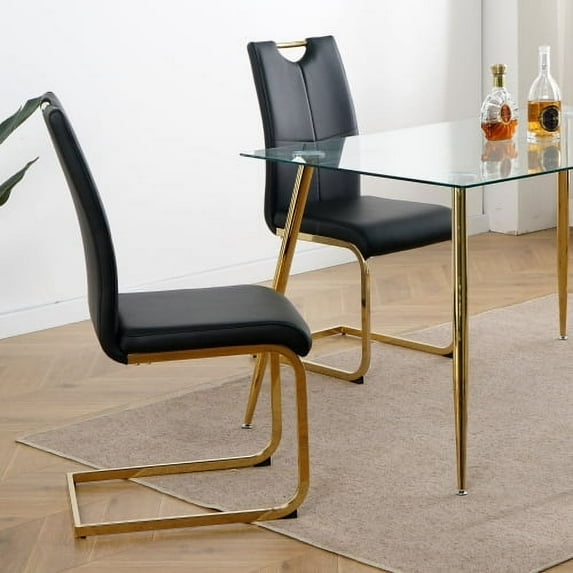 Modern Dining Chairs with Faux Leather Padded Seat Dining Living Room Chairs