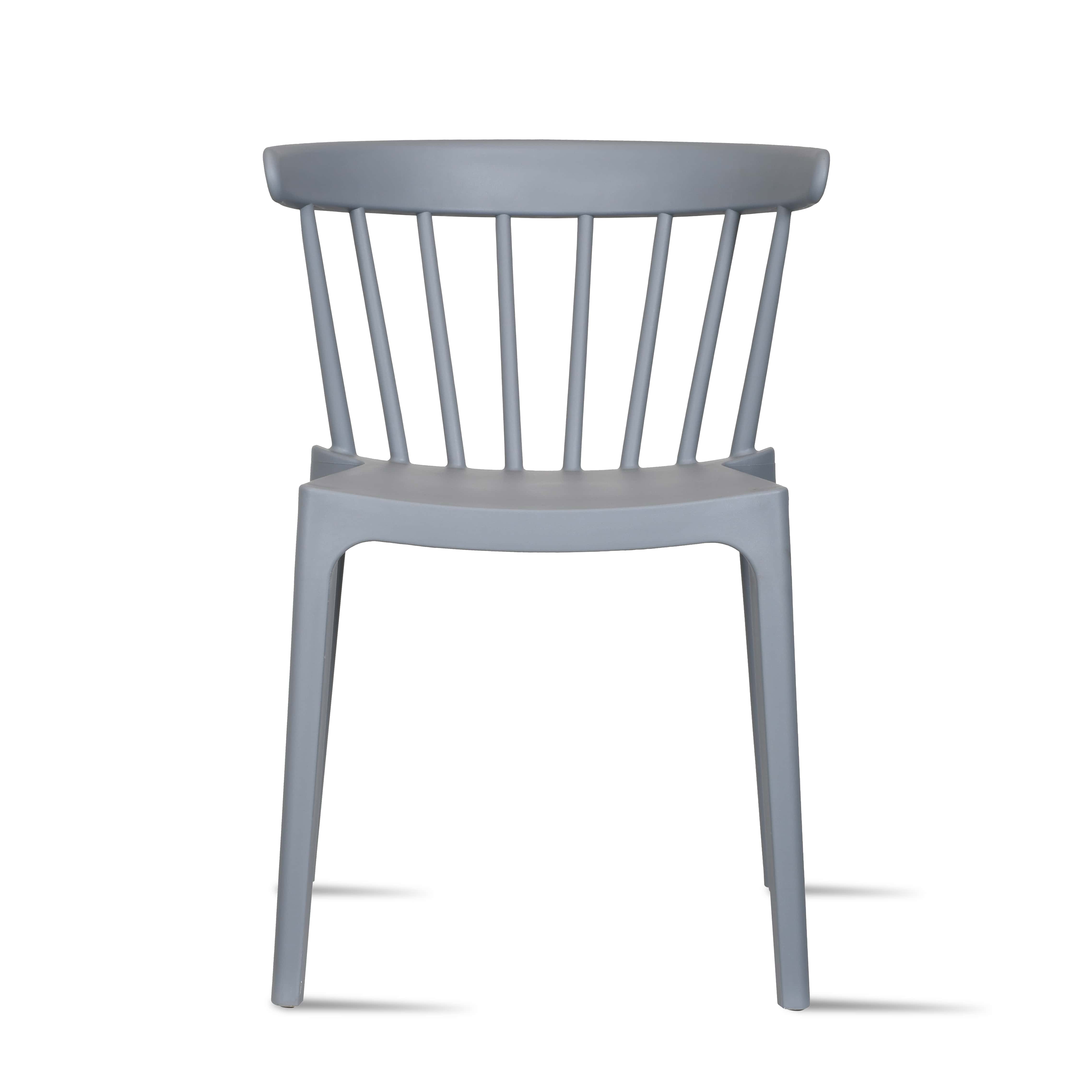 Modern Dining Elbow Side Chair Molded Plastic Indoor and Outdoor Stackable Slat Back Patio Chair, Gray, Set of 1, 1 piece