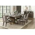 thumbnail image 1 of Modern Dining Set 7pc Extendable Dining Table and 6 Arm Chairs Brown Finish with Gold Tipping, 1 of 7