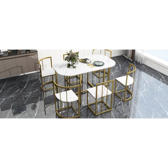 Modern Dining Set with MDF Top and Iron Frame / Easy Maintenance for Long-Term Use