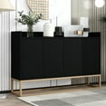 thumbnail image 1 of Modern Dining Sideboard With Plentiful Storage - Black Cabinet Spacious Appealing Gold Details, 1 of 6
