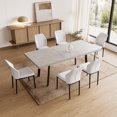 thumbnail image 1 of Modern Dining Table 7-Piece Kitchen Table Set for 6 People Rectangular Wood Dining Table with 6 Upholstered Leather Chairs, 1 of 6