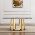 thumbnail image 1 of Modern Dining Table 70" Rectangular Kitchen Table with Imitation Marble Grain MDF Wooden Top & Iniregular Gold Base,Faux Marble Dinner Furniture for Kitchen Dining Room/Meeting Room, 1 of 9