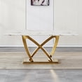 thumbnail image 1 of Modern Dining Table 70" Rectangular Kitchen Table with Imitation Marble Grain MDF Wooden Top & Iniregular Gold Base,Faux Marble Dinner Furniture for Kitchen Dining Room/Meeting Room, 1 of 9