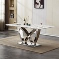 thumbnail image 1 of Modern Dining Table 70" Rectangular Kitchen Table with Imitation Marble Grain MDF Wooden Top & Iniregular Silver Base,Faux Marble Dinner Furniture for Kitchen Dining Room/Meeting Room, 1 of 9