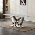 thumbnail image 1 of Modern Dining Table 70" Rectangular Kitchen Table with Imitation Marble Grain MDF Wooden Top & Iniregular Silver Base,Faux Marble Dinner Furniture for Kitchen Dining Room/Meeting Room, 1 of 8