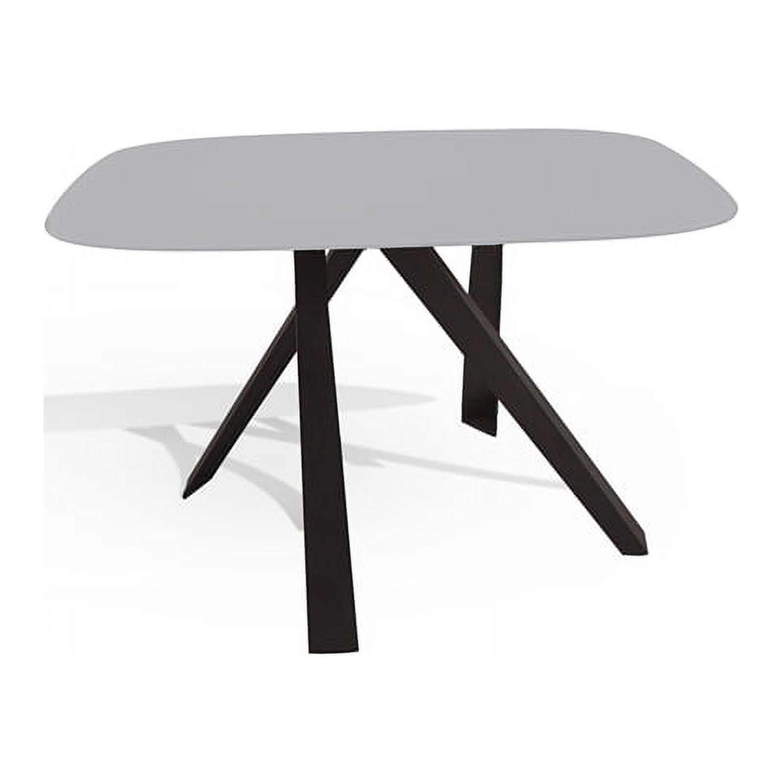 Modern Dining Table, Grey Glass and Black Legs