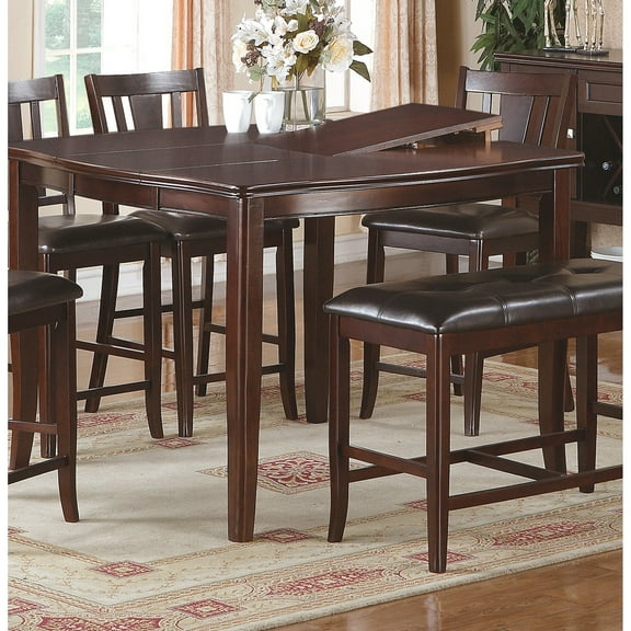 Modern Dining Table In Brown - With Frame And Butterfly Leaf With Legs Includes Rubberwood
