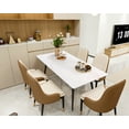 thumbnail image 1 of Modern Dining Table, Rectangular 63" Kitchen Table with Marble Sintered Stone Table Top and Metal Legs, Dining Room Table for 6, Slate Dinner Table for Living Room or Office, Table Only, 1 of 5