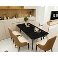 thumbnail image 1 of Modern Dining Table, Rectangular 63" Kitchen Table with Marble Sintered Stone Table Top and Metal Legs, Dining Room Table for 6, Slate Dinner Table for Living Room or Office, Table Only, 1 of 5