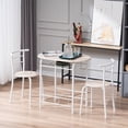 thumbnail image 1 of Modern Dining Table Set, 3 Piece Bistro Set with Shelf for Home, 1 Table and 2 Chairs Set, Kitchen Dining Table and Chairs Set for 2 Person, Breakfast Dining Set for Compact Space, Oak, D7381, 1 of 9