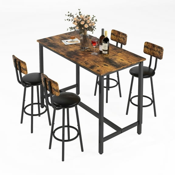 Modern Dining Table Set for 4, Counter Height Upholstered Chairs Set, 5 Piece Kitchen Dining Set, Dining Table and Chairs Set for Small Space, Breakfast Nook, D7153