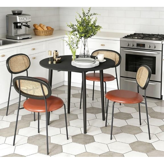 Modern Dining Tables, Round Drop Kitchen Table,Folding Dining Table,for Small Spaces, Distressed Black Dining Tables,Particle Board,Pine Large Dining Tables, Furniture Dining Tables